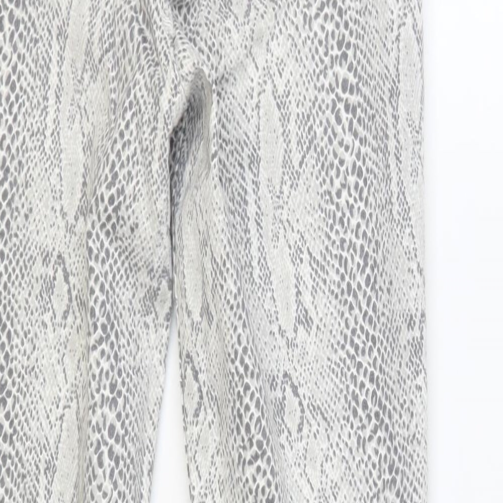 River Island Womens Grey Animal Print Cotton Skinny Jeans Size 10 L27 in Regular Button - Snakeskin
