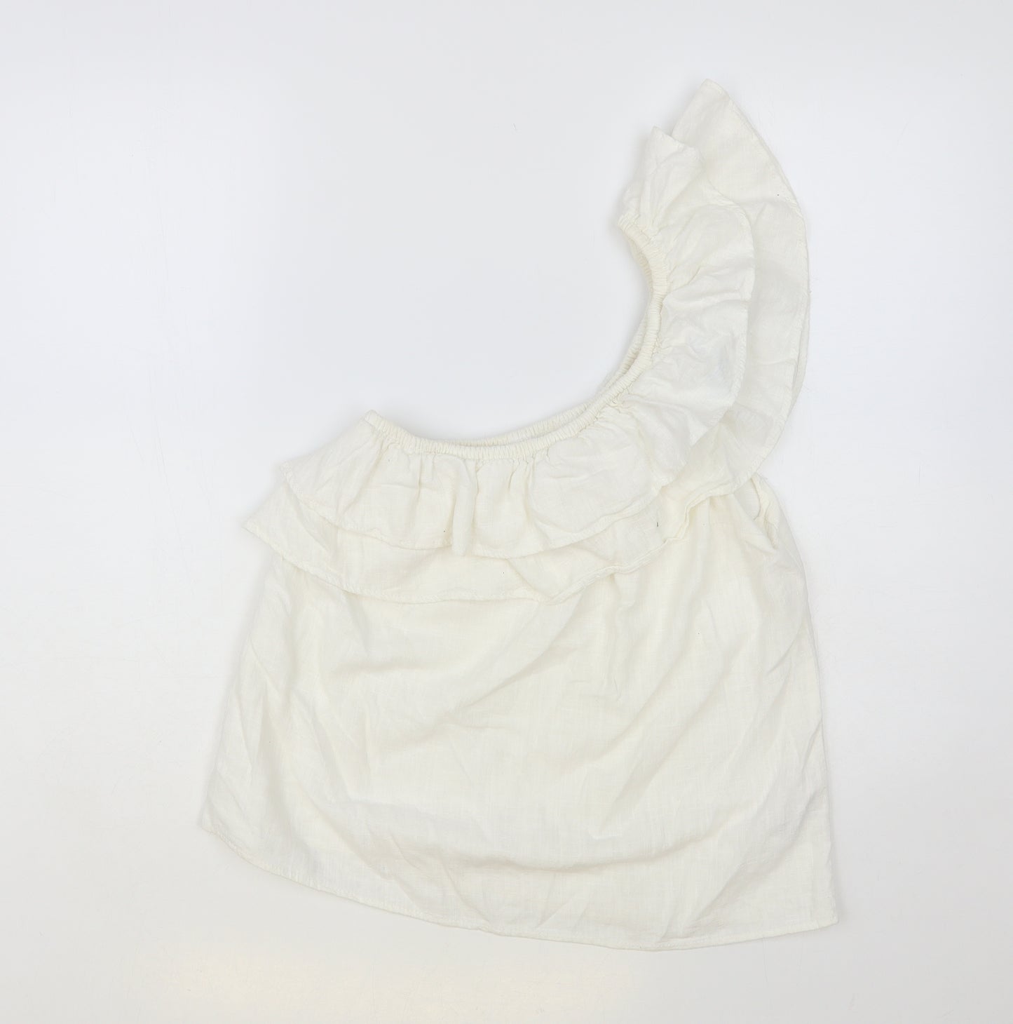 NEXT Womens White Viscose Basic Blouse Size 12 One Shoulder