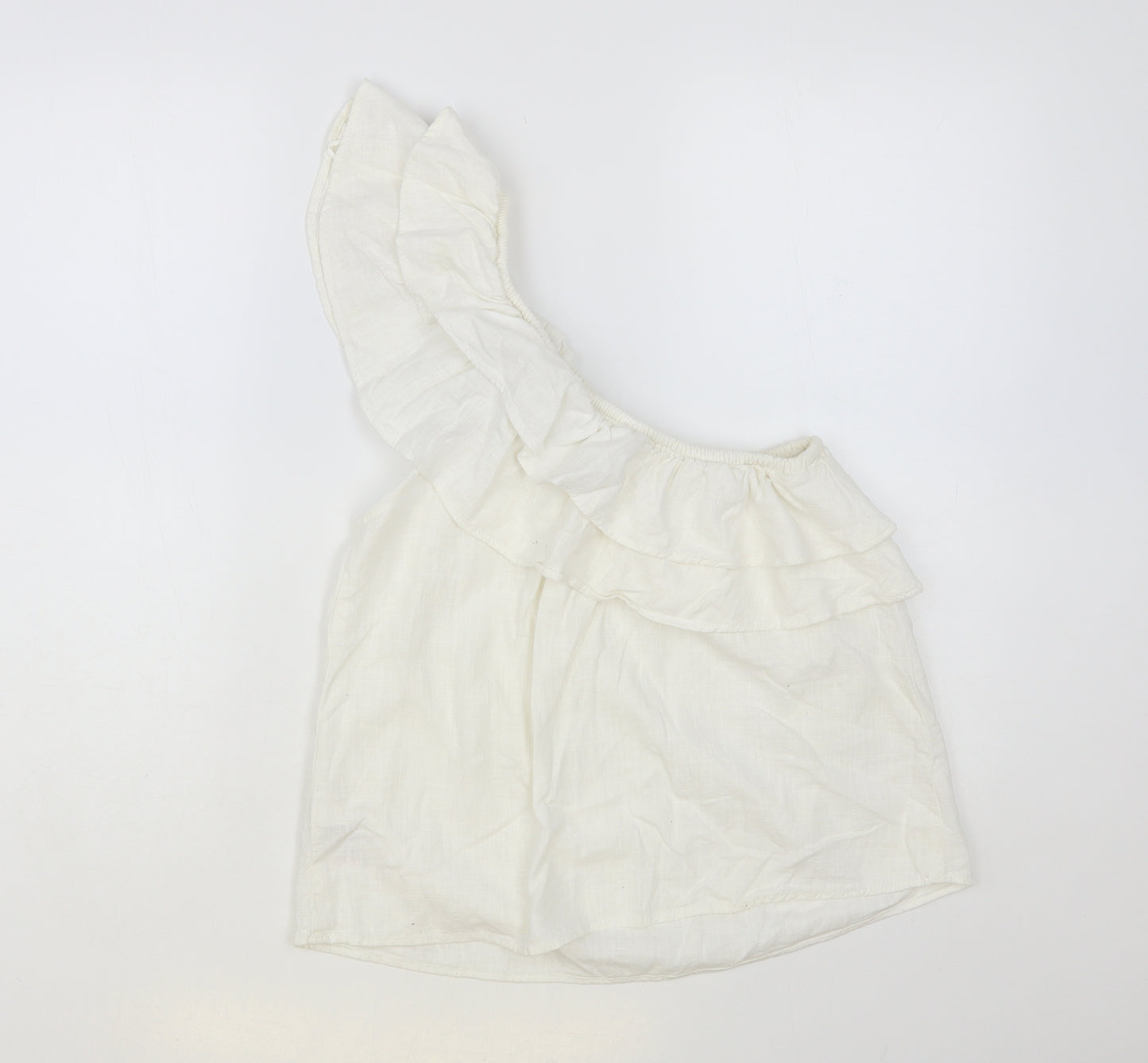 NEXT Womens White Viscose Basic Blouse Size 12 One Shoulder