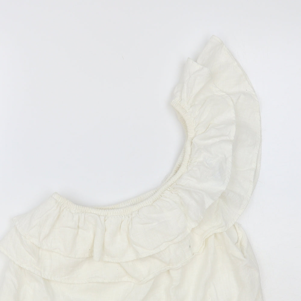 NEXT Womens White Viscose Basic Blouse Size 12 One Shoulder