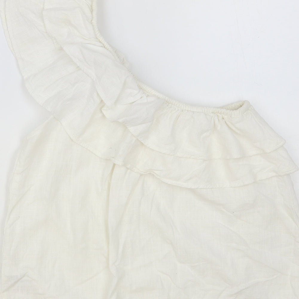 NEXT Womens White Viscose Basic Blouse Size 12 One Shoulder