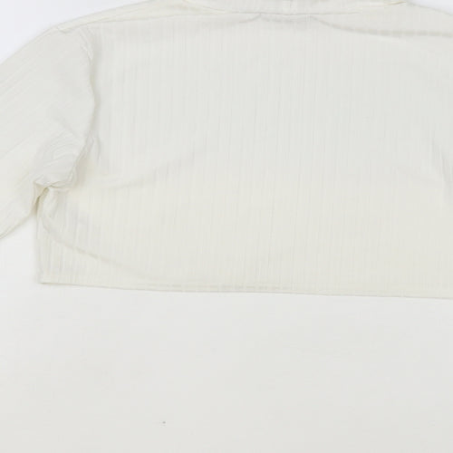 I SAW IT FIRST Womens White Polyester Cropped Blouse Size 12 Roll Neck - Ribbed