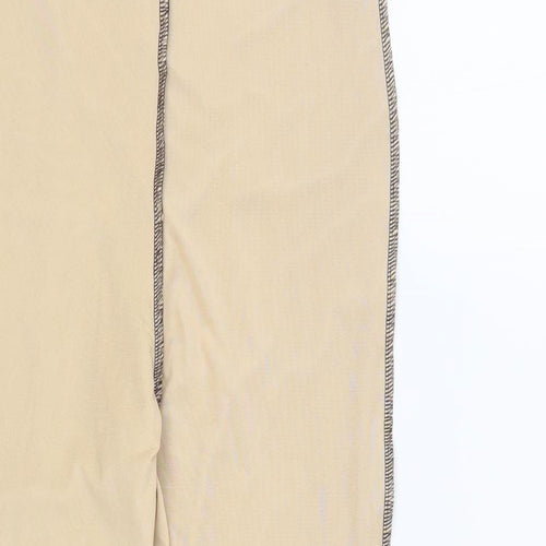 PRETTYLITTLETHING Womens Beige Polyester Jegging Leggings Size 10 L26 in - Contrast Stitching
