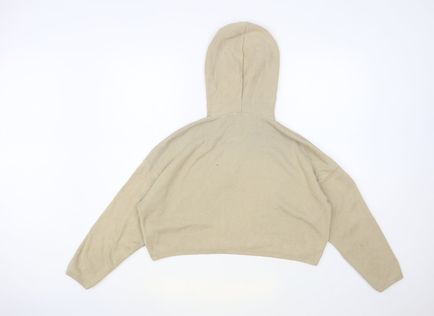 PRETTYLITTLETHING Womens Beige Round Neck Acrylic Pullover Jumper Size S - Cropped