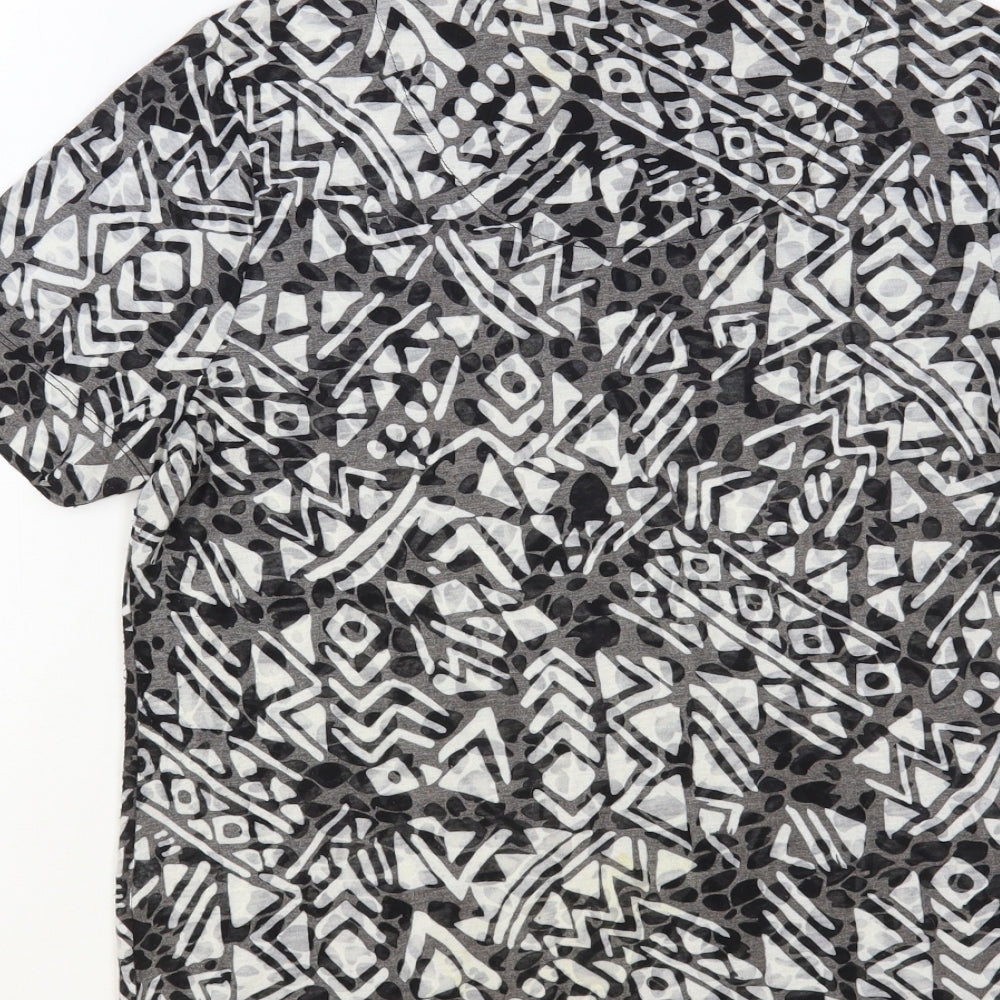 Tigi Womens Grey Geometric Polyester Basic T-Shirt Size 10 Scoop Neck