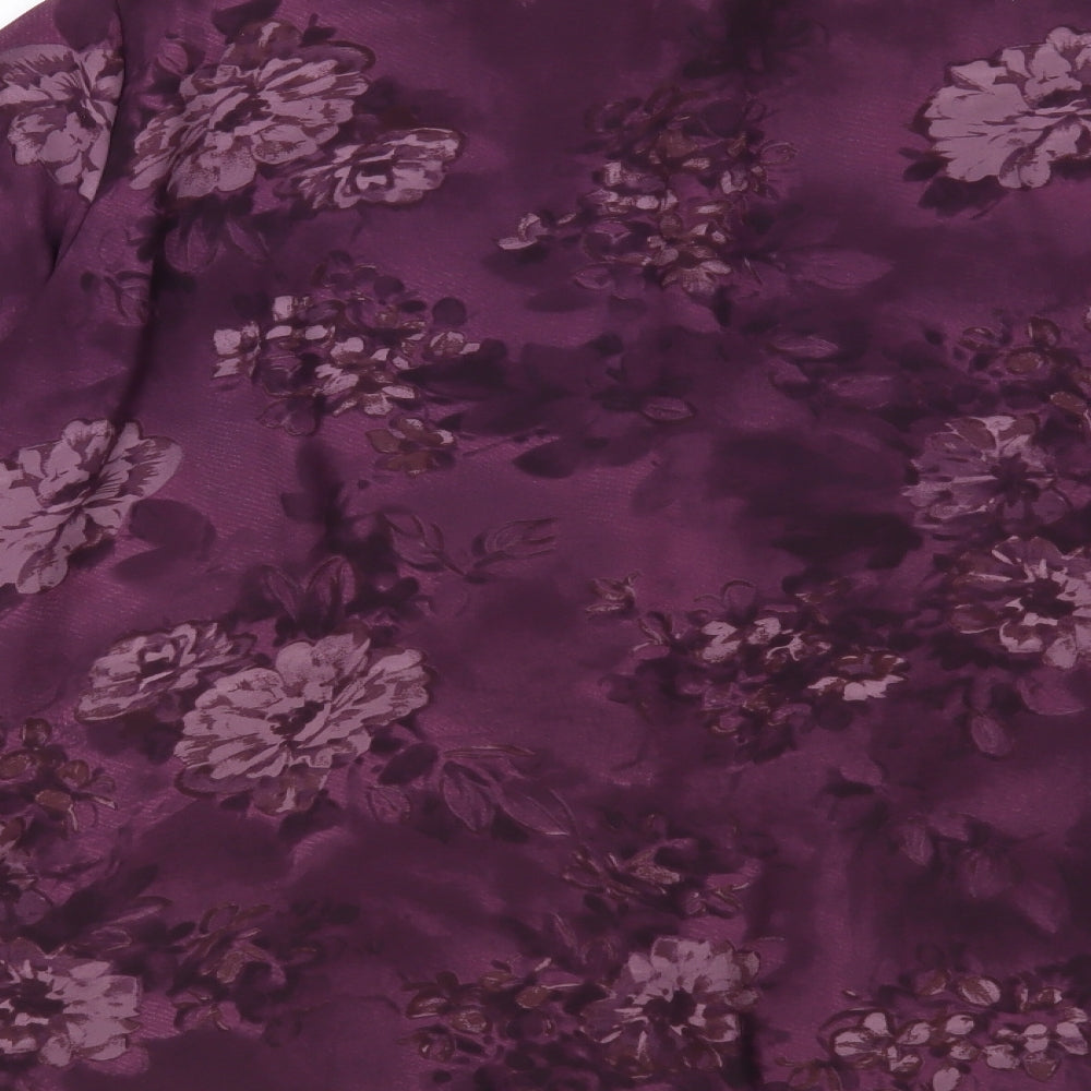 Marks and Spencer Womens Purple Floral Polyester Basic Button-Up Size 18 Collared