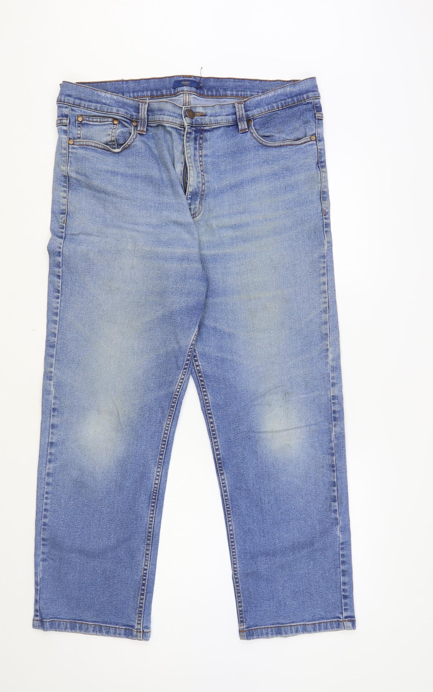Cotton Traders Mens Blue Cotton Straight Jeans Size 38 in L28 in Regular Button