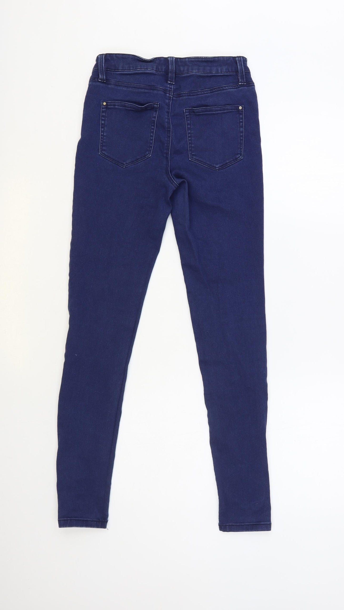 Warehouse Womens Blue Cotton Skinny Jeans Size 10 L28 in Regular Button