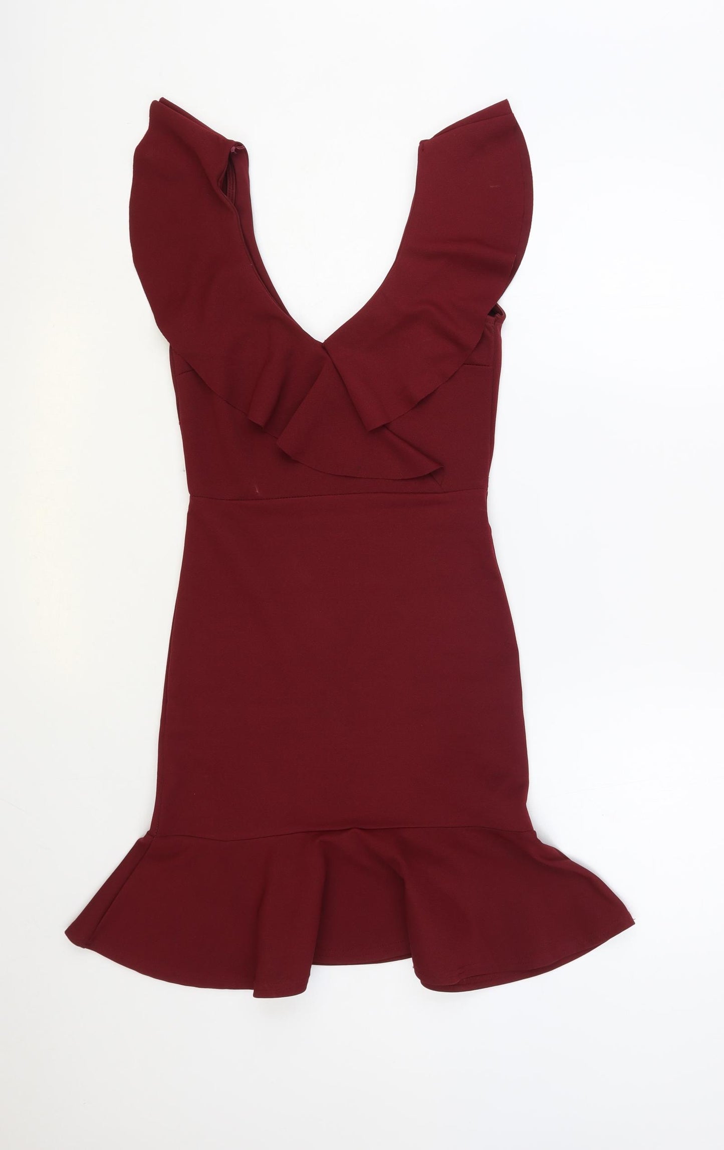 Quiz Womens Red Polyester Mini Size 8 V-Neck Pullover