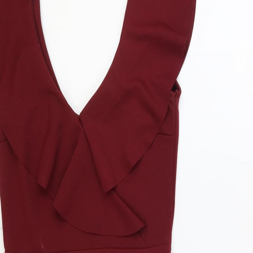 Quiz Womens Red Polyester Mini Size 8 V-Neck Pullover