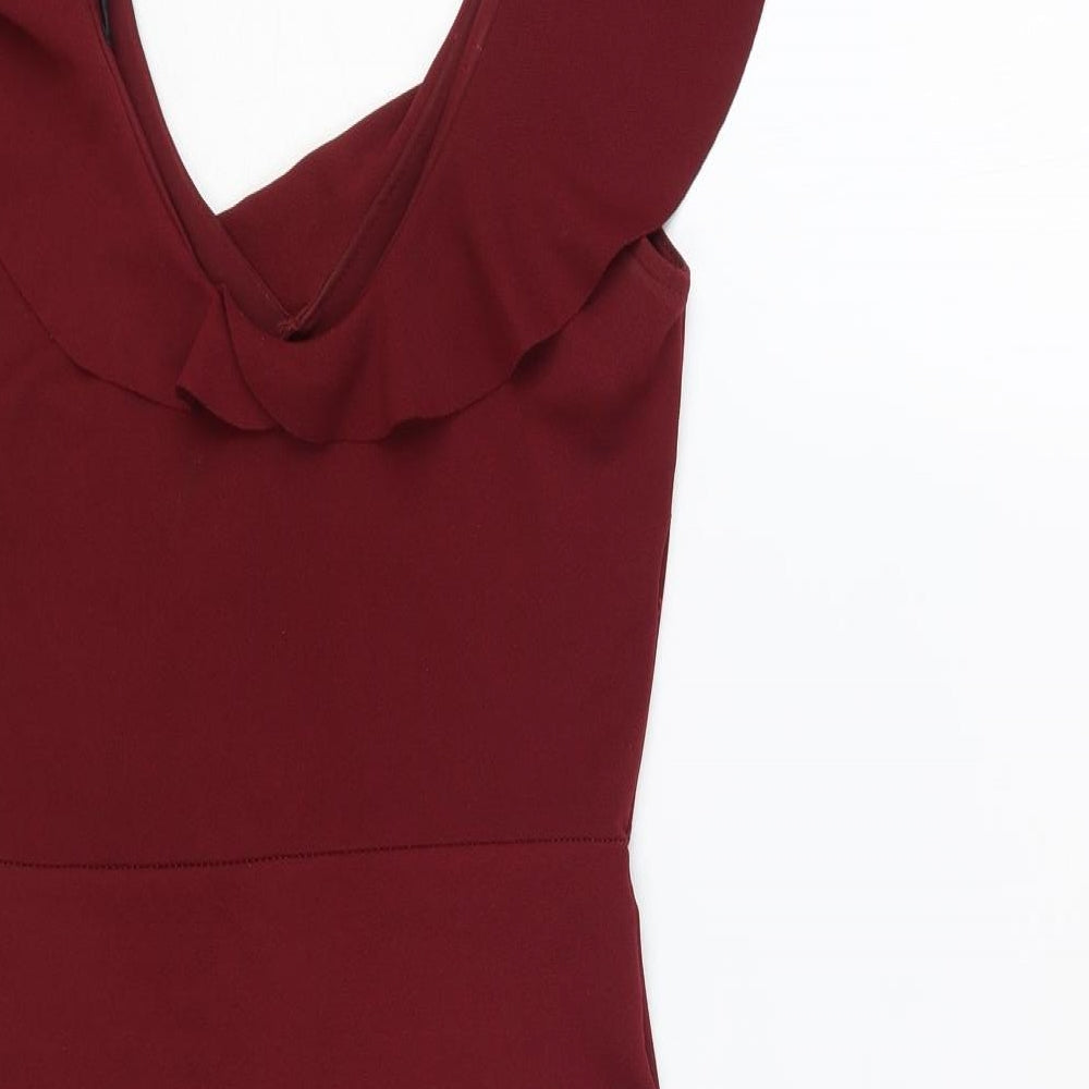 Quiz Womens Red Polyester Mini Size 8 V-Neck Pullover