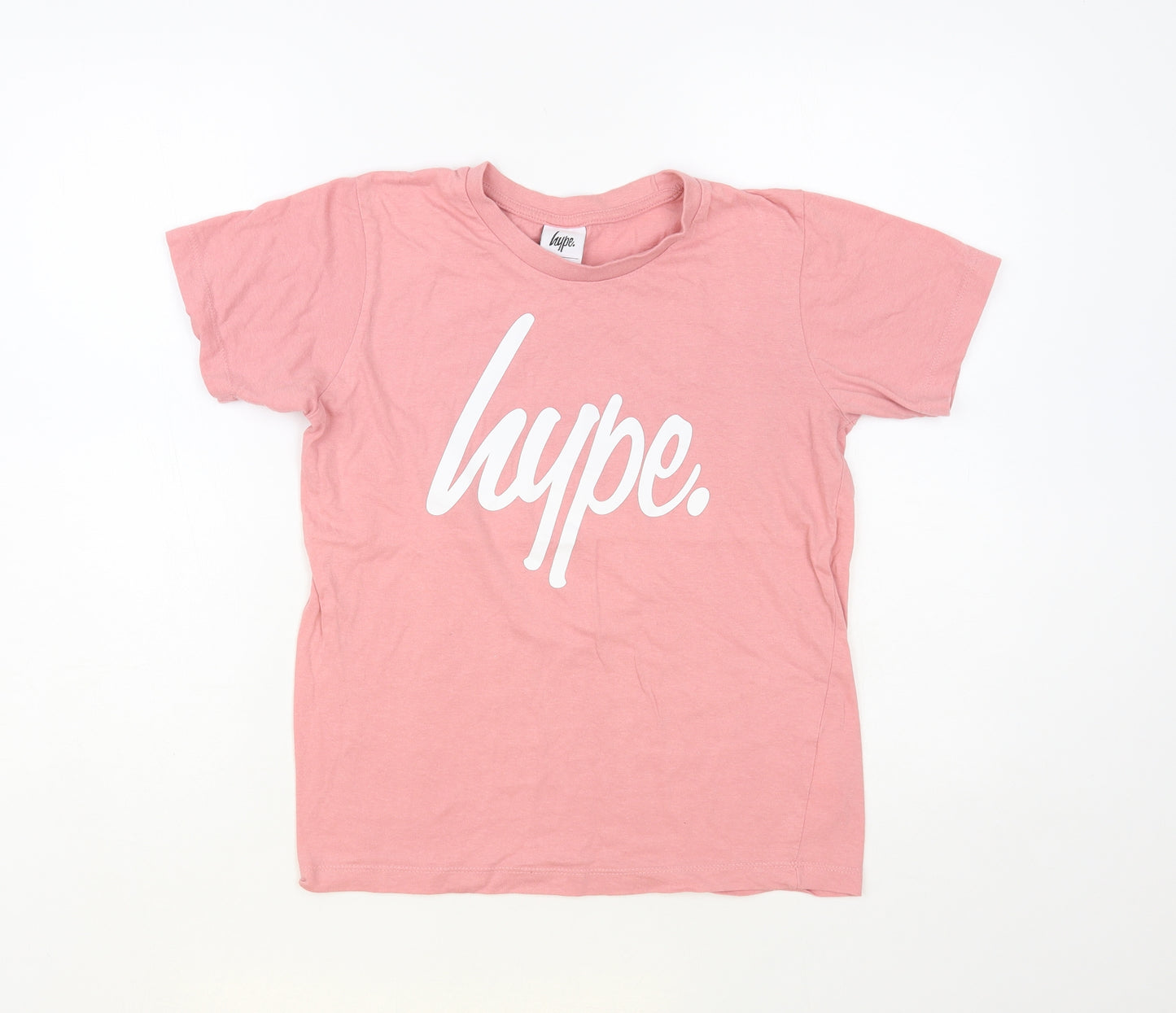 Hype Girls Pink Cotton Pullover T-Shirt Size 13 Years Crew Neck Pullover
