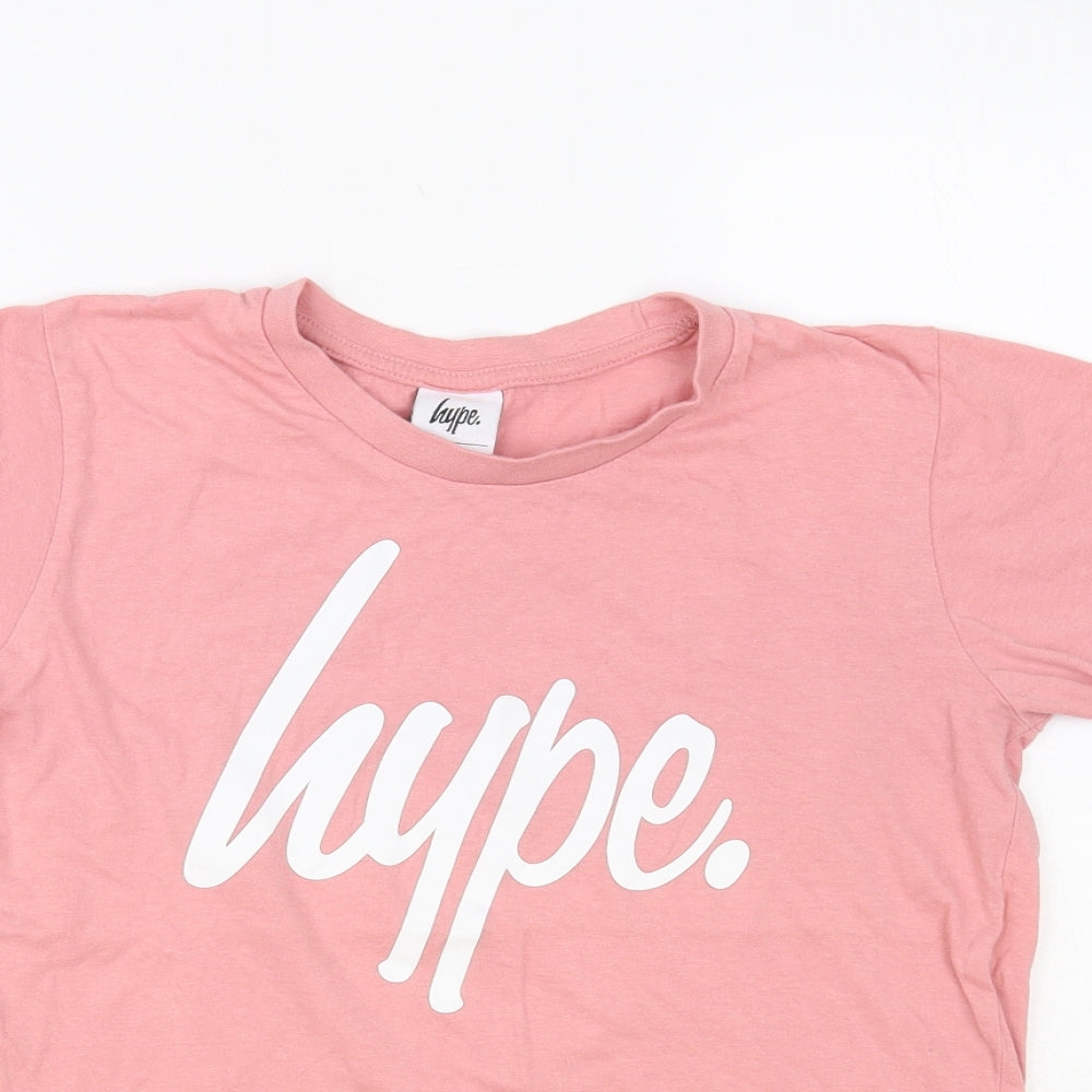 Hype Girls Pink Cotton Pullover T-Shirt Size 13 Years Crew Neck Pullover