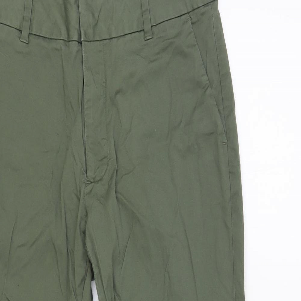 Jack Wills Womens Green Cotton Cropped Trousers Size 10 L25 in Regular Hook & Loop