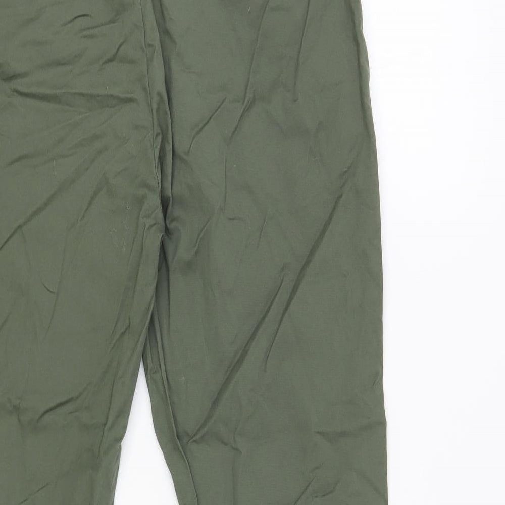 Jack Wills Womens Green Cotton Cropped Trousers Size 10 L25 in Regular Hook & Loop