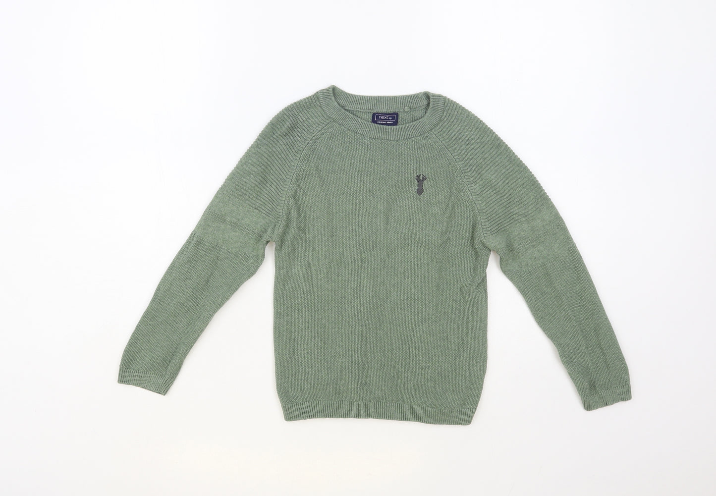 NEXT Boys Green Crew Neck Cotton Pullover Jumper Size 6 Years Pullover