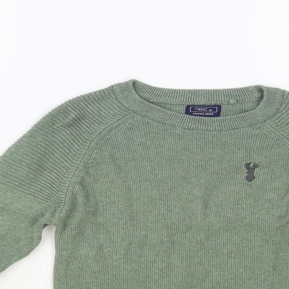 NEXT Boys Green Crew Neck Cotton Pullover Jumper Size 6 Years Pullover