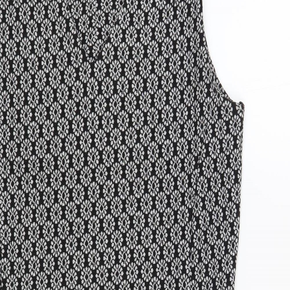 TU Womens Black Geometric Polyester Pencil Dress Size 14 V-Neck Pullover