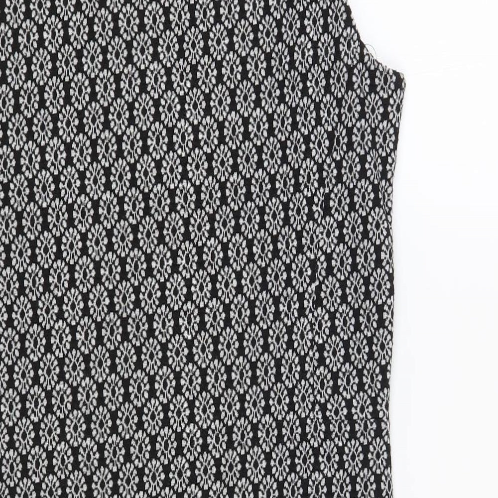 TU Womens Black Geometric Polyester Pencil Dress Size 14 V-Neck Pullover