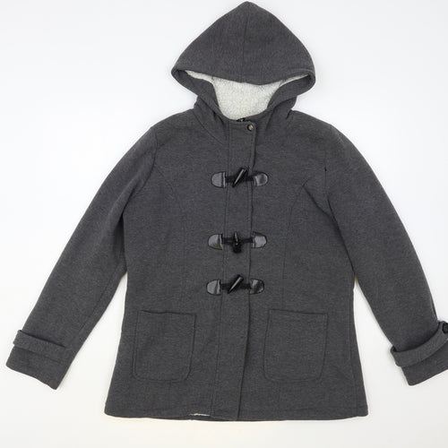 Preworn Womens Grey Jacket Size L Toggle - Fluffy Lining