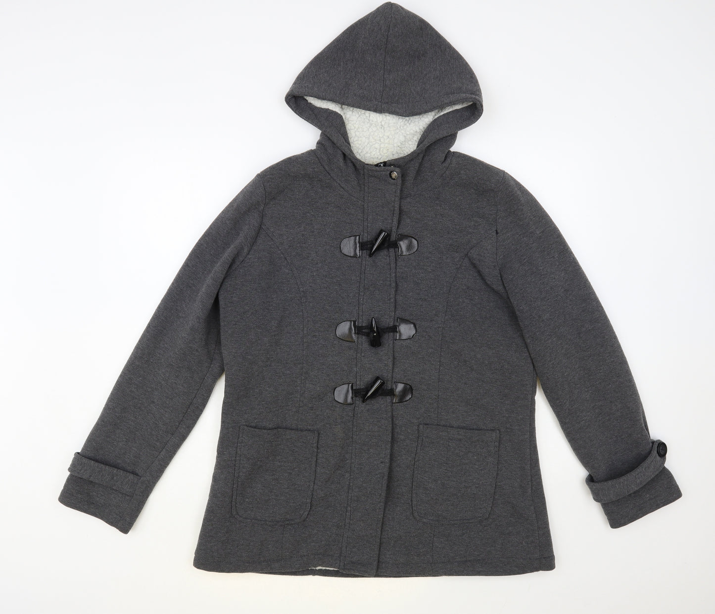 Preworn Womens Grey Jacket Size L Toggle - Fluffy Lining