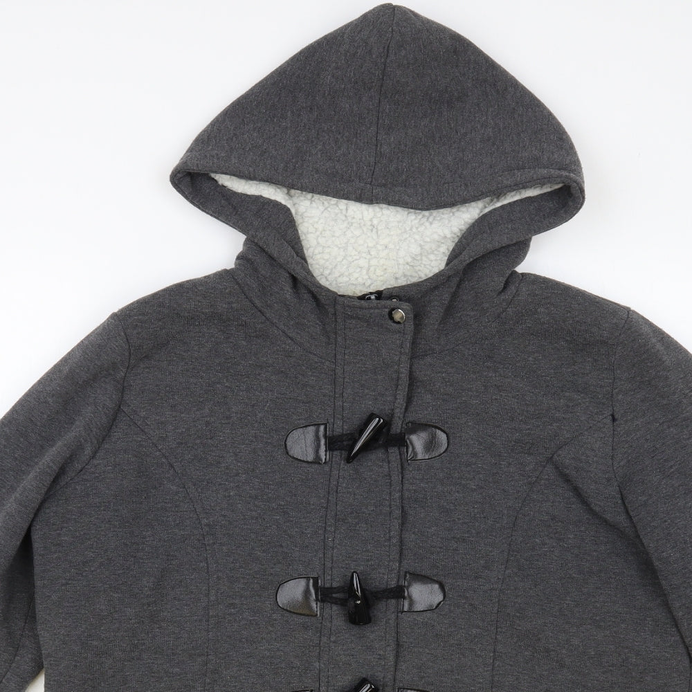 Preworn Womens Grey Jacket Size L Toggle - Fluffy Lining
