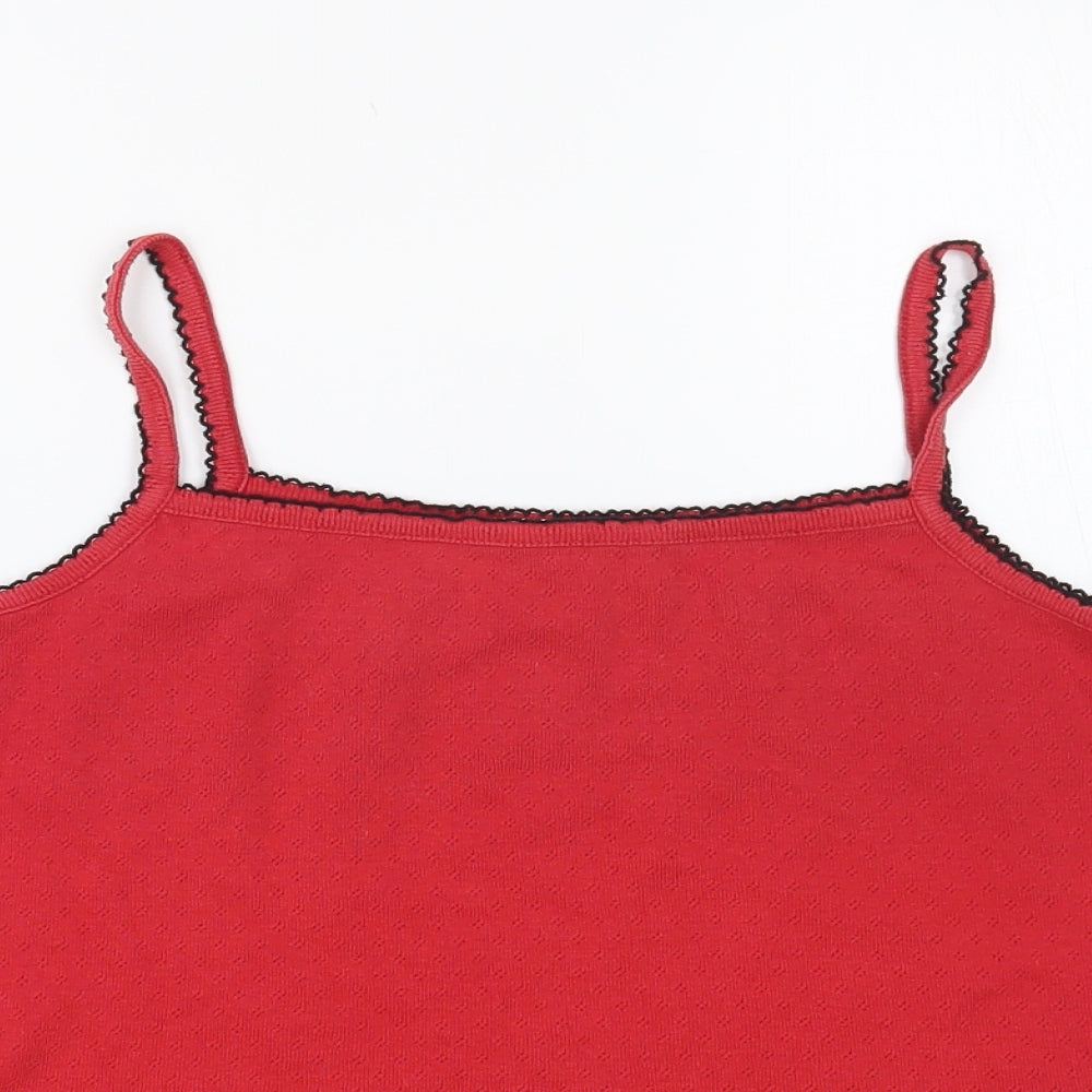 George Womens Red Cotton Camisole Blouse Size 12 Square Neck