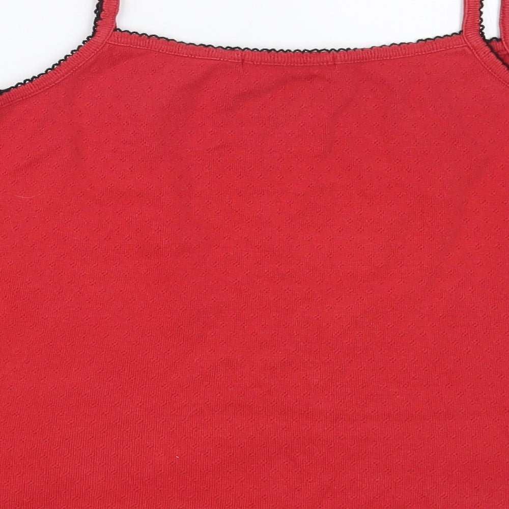 George Womens Red Cotton Camisole Blouse Size 12 Square Neck