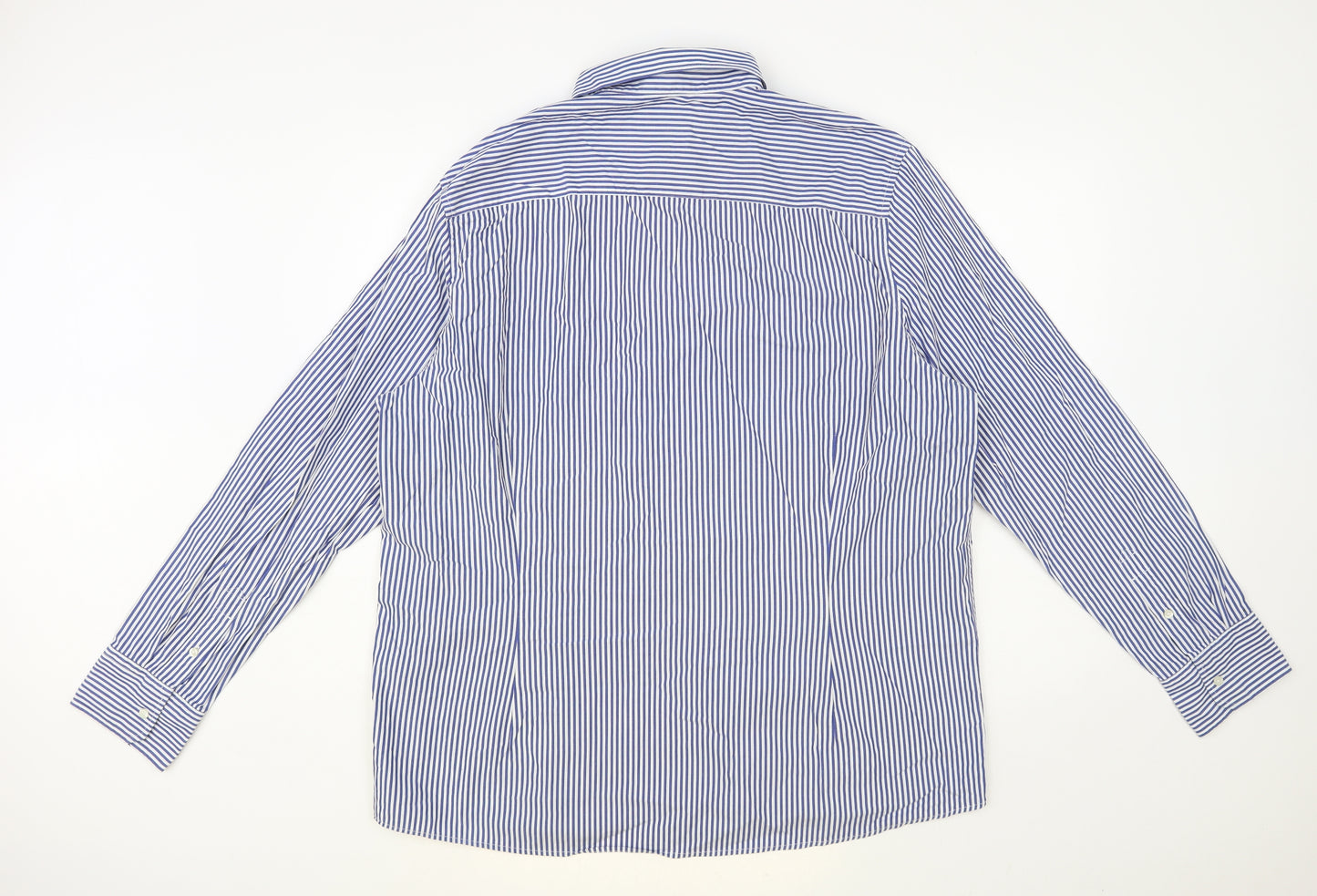 NEXT Mens Blue Striped Cotton Button-Up Size 2XL Collared Button