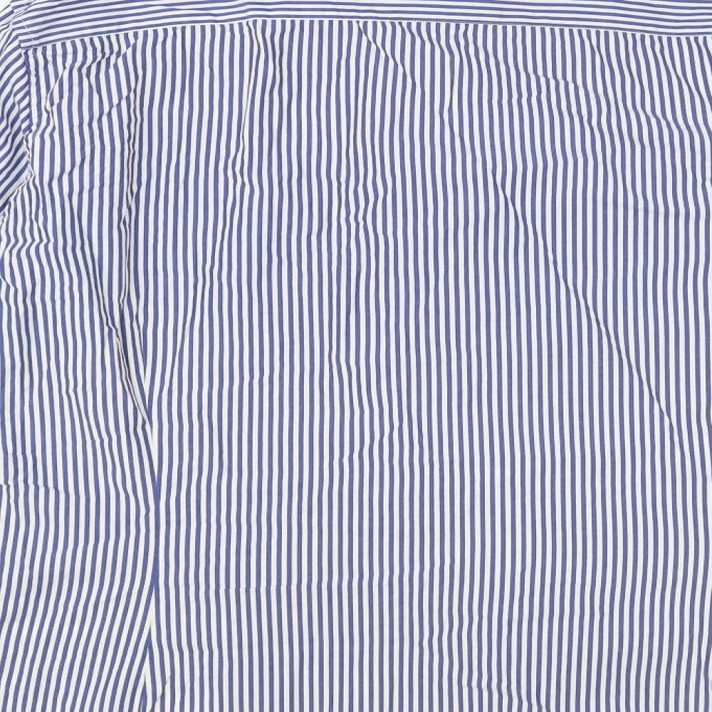 NEXT Mens Blue Striped Cotton Button-Up Size 2XL Collared Button