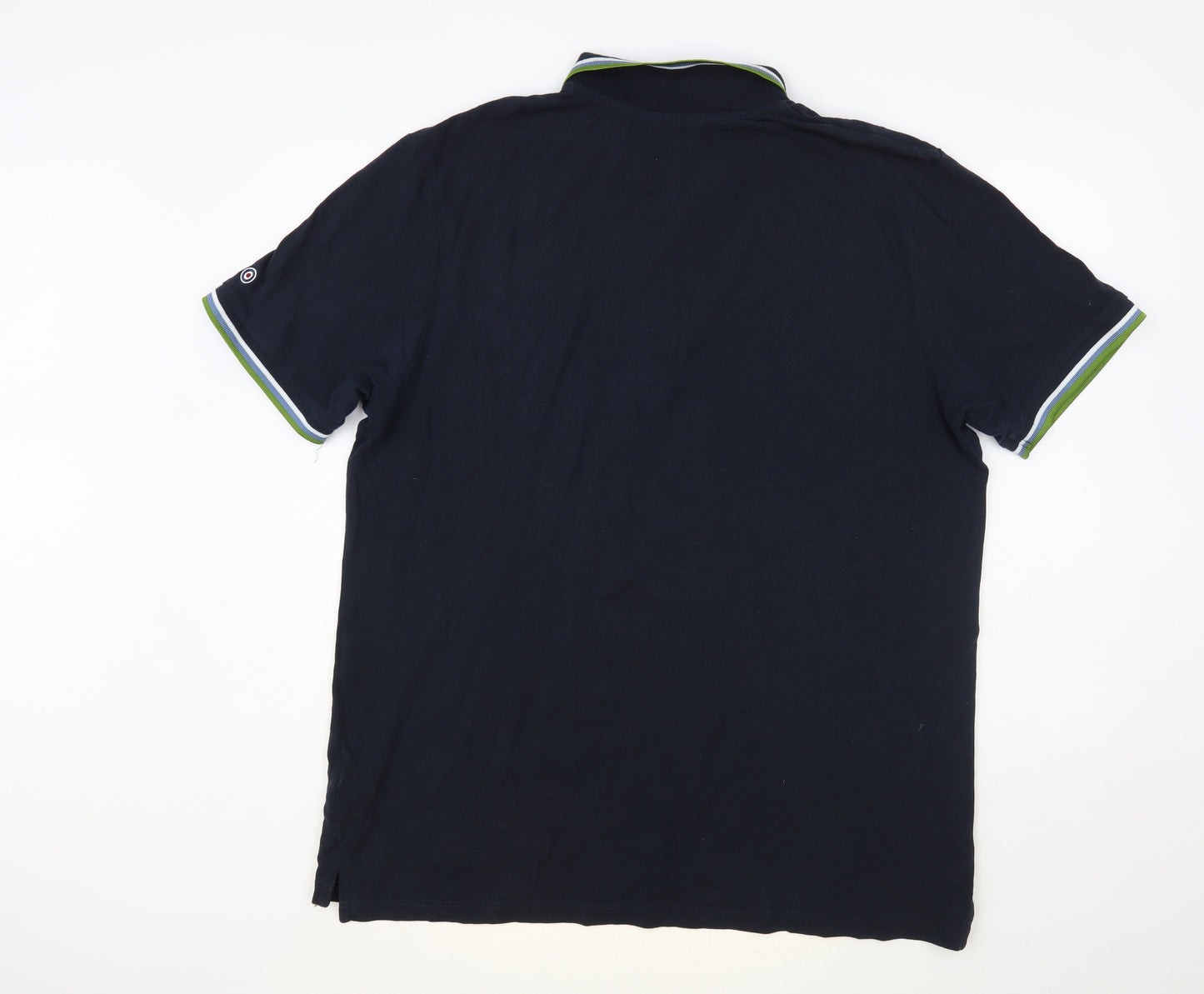 Lambretta Mens Blue Cotton Polo Size 2XL Collared Button