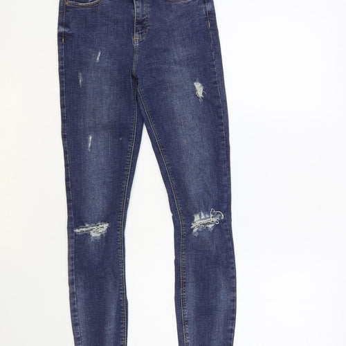 Denim & Co. Womens Blue Cotton Skinny Jeans Size 8 L28 in Regular Button
