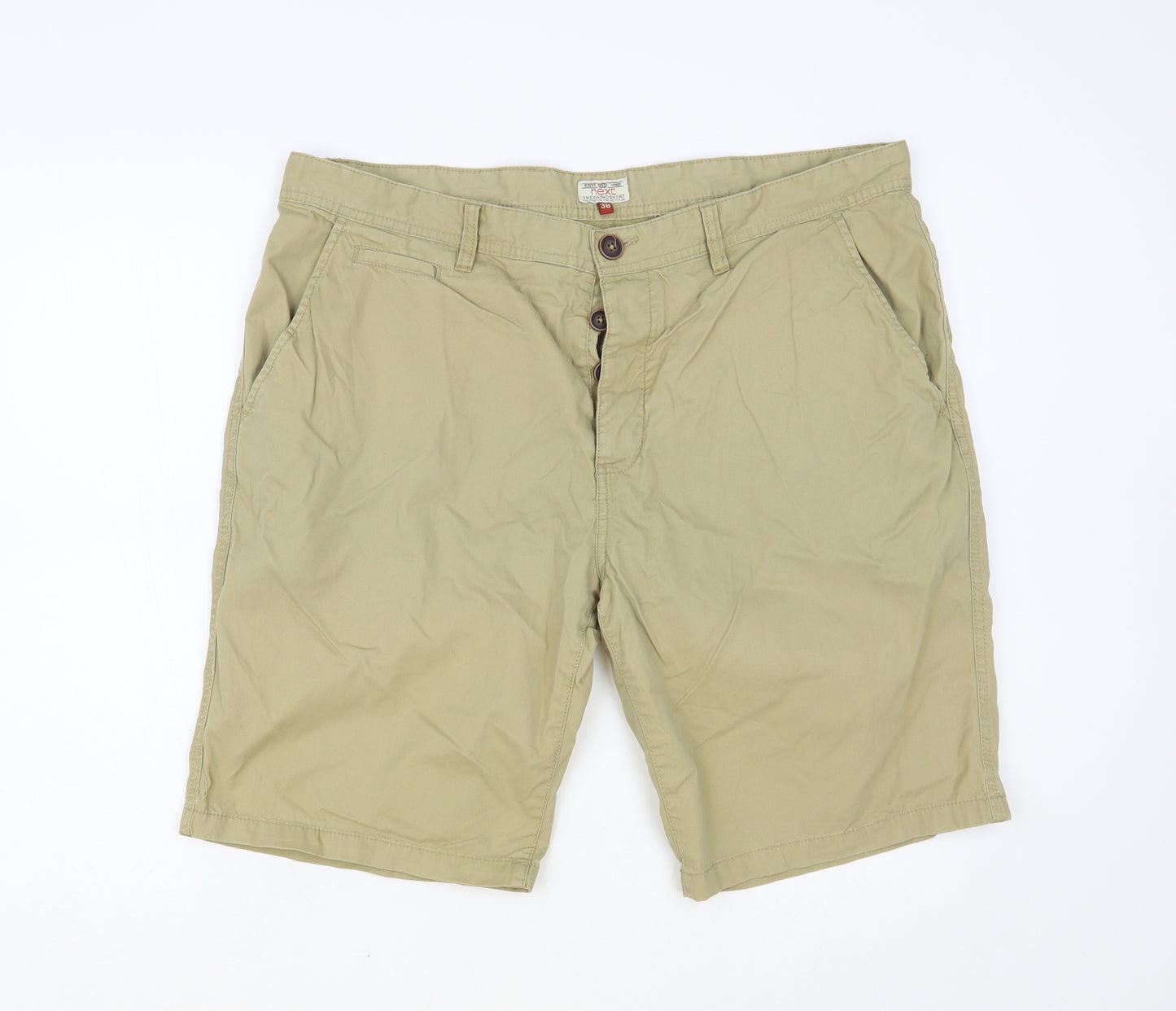 NEXT Mens Beige Cotton Chino Shorts Size 38 in L11 in Regular Button