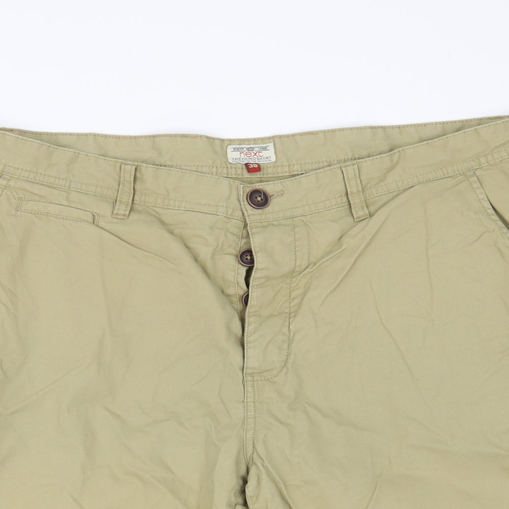 NEXT Mens Beige Cotton Chino Shorts Size 38 in L11 in Regular Button