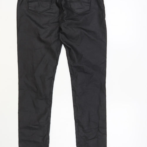 Jack Wills Womens Black Cotton Trousers Size 29 in L32 in Regular Button - Coated