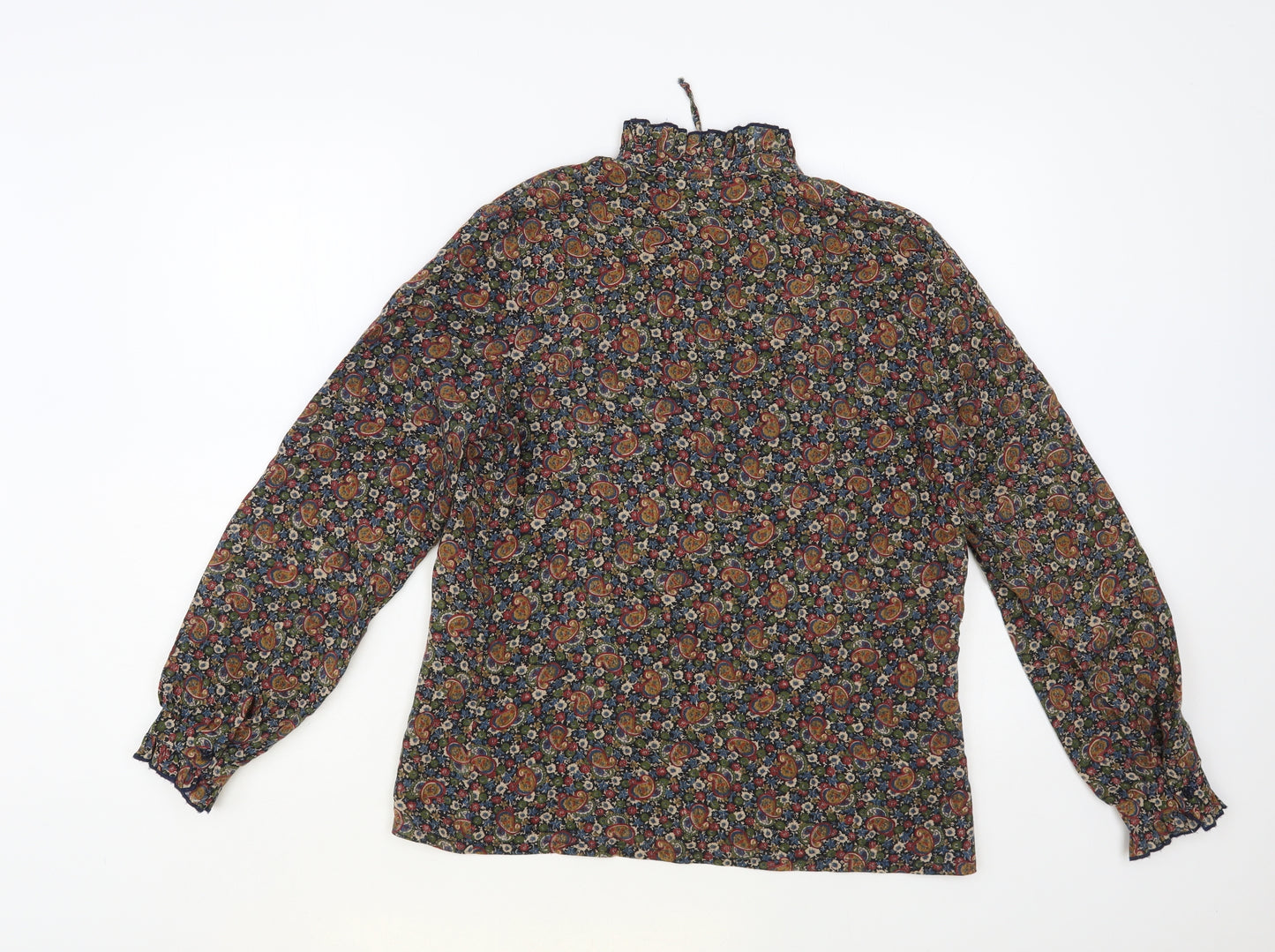Dereta Womens Multicoloured Paisley Polyester Basic Button-Up Size 14 Collared