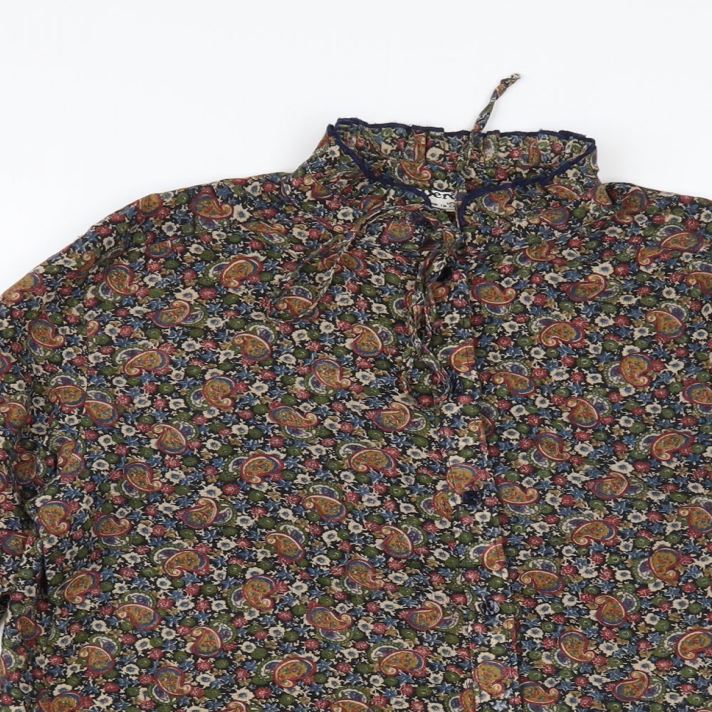 Dereta Womens Multicoloured Paisley Polyester Basic Button-Up Size 14 Collared