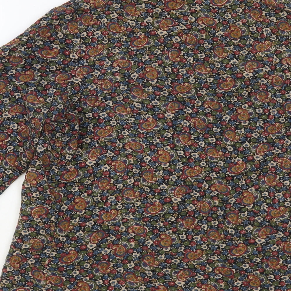 Dereta Womens Multicoloured Paisley Polyester Basic Button-Up Size 14 Collared