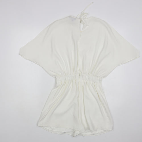 River Island Womens White Polyester Playsuit One-Piece Size 10 - Cold Shoulder