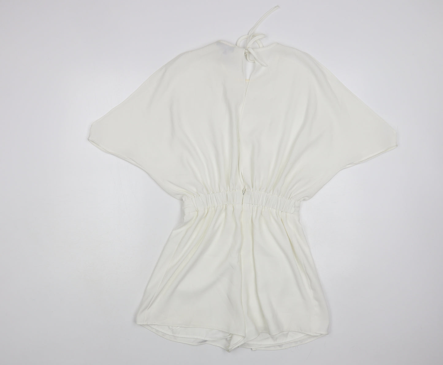 River Island Womens White Polyester Playsuit One-Piece Size 10 - Cold Shoulder