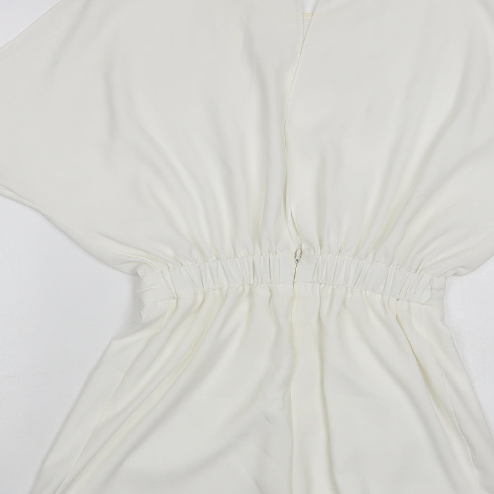 River Island Womens White Polyester Playsuit One-Piece Size 10 - Cold Shoulder