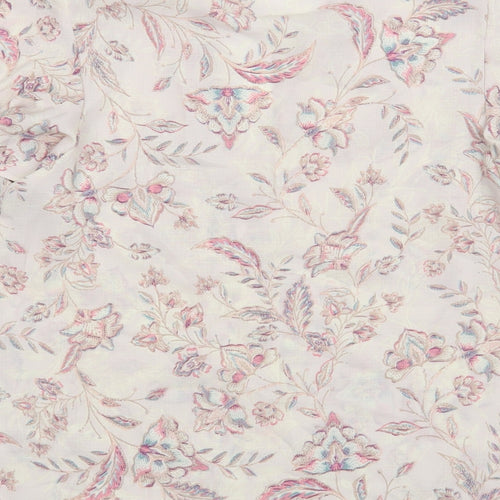 Preworn Womens Pink Floral Polyester Basic Blouse Size M V-Neck
