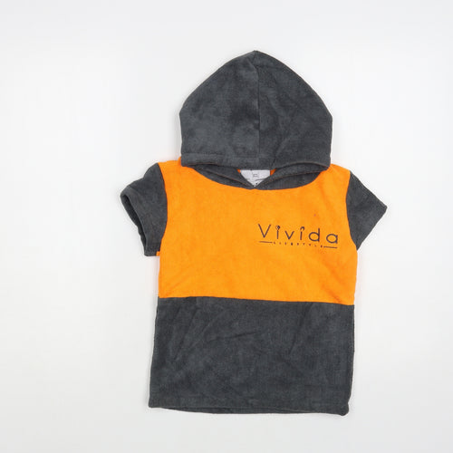 Vivida Boys Grey Colourblock Polyester Pullover Hoodie Size 2-3 Years Pullover