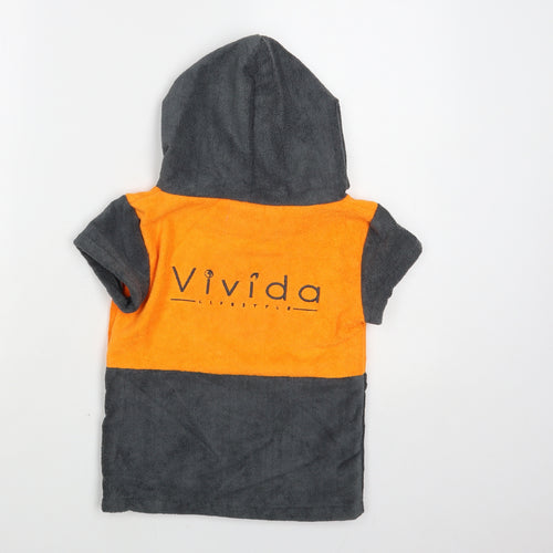 Vivida Boys Grey Colourblock Polyester Pullover Hoodie Size 2-3 Years Pullover