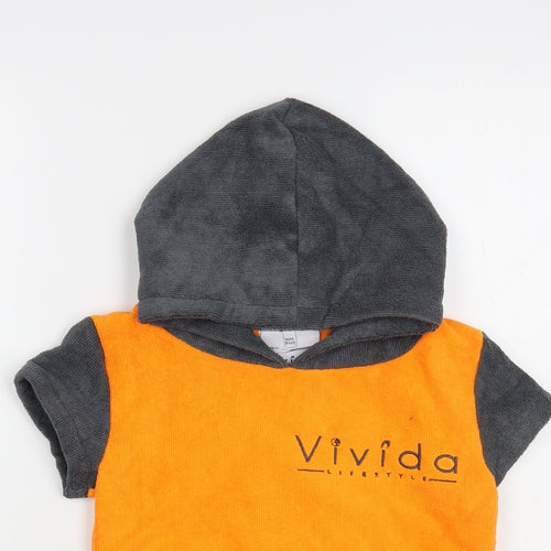 Vivida Boys Grey Colourblock Polyester Pullover Hoodie Size 2-3 Years Pullover