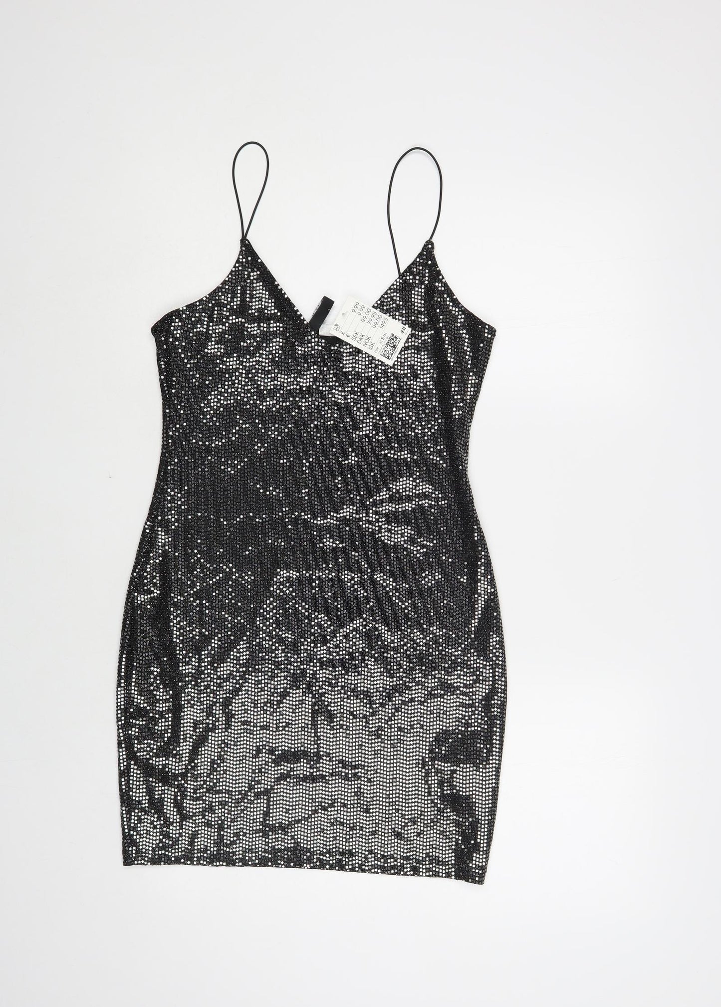 H&M Womens Silver Polyester Mini Size S V-Neck Pullover
