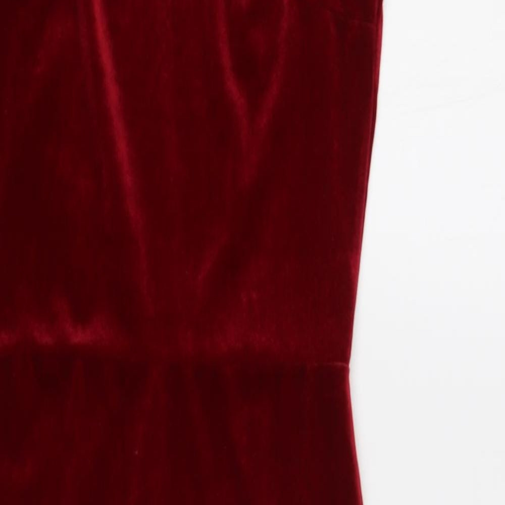 Boohoo Womens Red Polyester Pencil Dress Size 10 Mock Neck Button