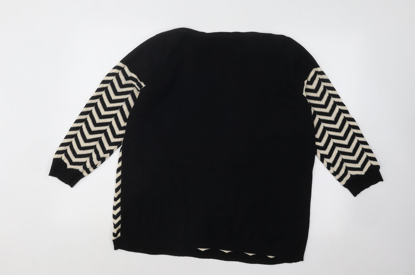 Papaya Womens Beige Round Neck Geometric Acrylic Pullover Jumper Size 18
