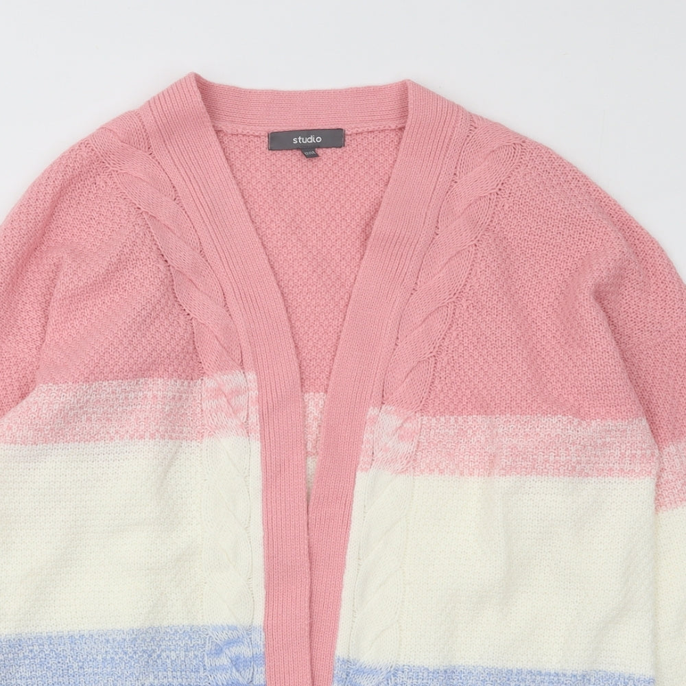 Studio Womens Multicoloured V-Neck Geometric Acrylic Cardigan Jumper Size 14
