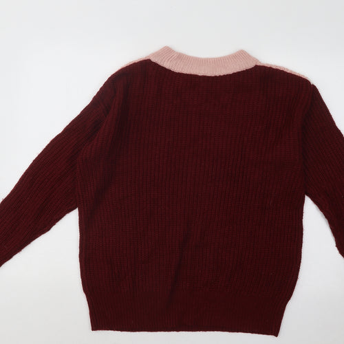 Divided by H&M Womens Multicoloured Mock Neck Acrylic Pullover Jumper Size S